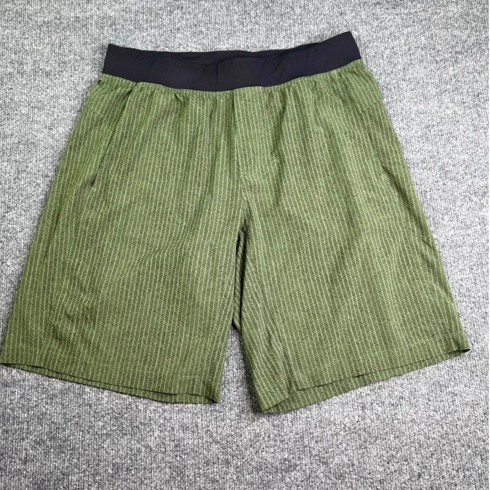 Lululemon Athletic Shorts Mens XL Green Herringbone Active Performance 9